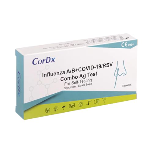 CorDx SARS CoV-2, Influenza A / B und RSV Selbsttest, 1 Packung mit 1 Test, Eigenanwendung zugelassen