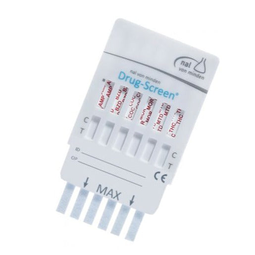 NADAL Tauchdrogentest Multitest, zum Nachweis von AMP, BZD, COC, MET, MOR/OPI, THC, 1 Packung mit 25 Stück, profi. Anwendung