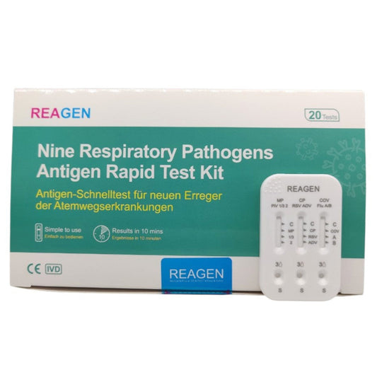 Reagen 9in1 Schnelltest, Testung von 9 respiratorischen Infektionen, 1 Packung mit 20 Tests, professionelle Anwendung