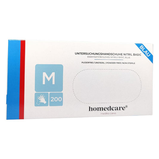 Untersuchungshandschuhe aus Nitril (blau), Latex- und Puderfrei, 1 Packung mit 200 Handschuhen, Größe M (medium)