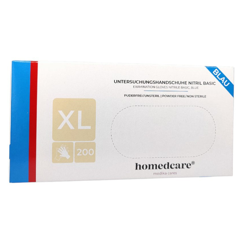 Untersuchungshandschuhe aus Nitril (blau), Latex- und Puderfrei, 1 Packung mit 200 Handschuhen, Größe XL (extra large)