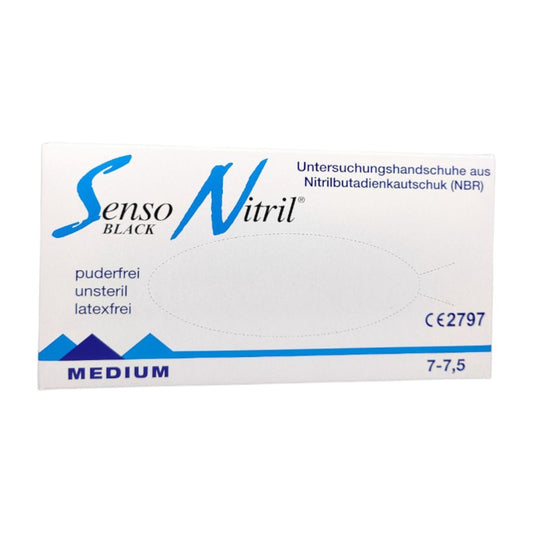 Untersuchungshandschuhe aus Nitril (schwarz), Latex- und Puderfrei, 1 Packung mit 100 Handschuhen, Größe M (medium)