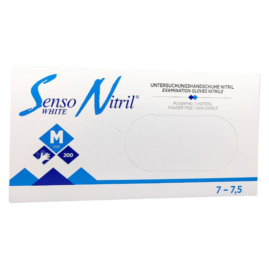 Untersuchungshandschuhe aus Nitril (weiß), Latex- und Puderfrei, 1 Packung mit 200 Handschuhen, Größe M (medium)